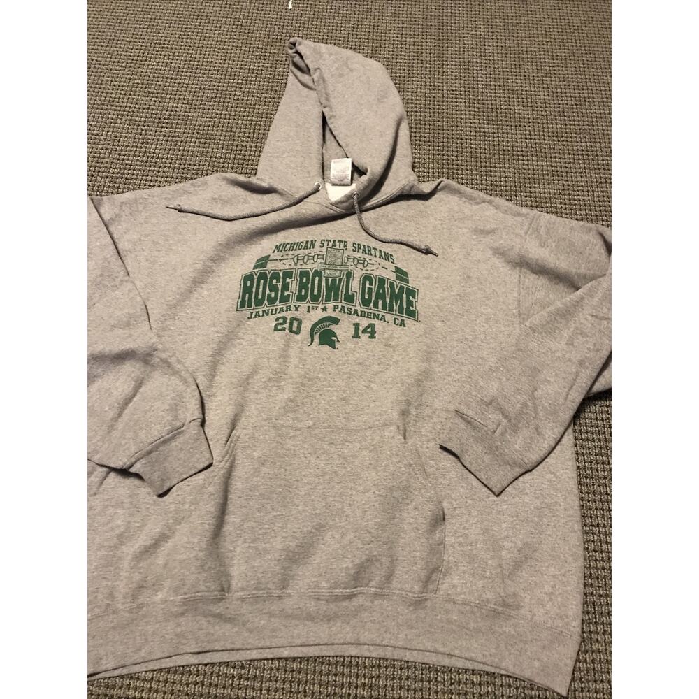 Michigan State Spartans 2014 Rose Bowl Hoodie 2XL Gray By Jerzees